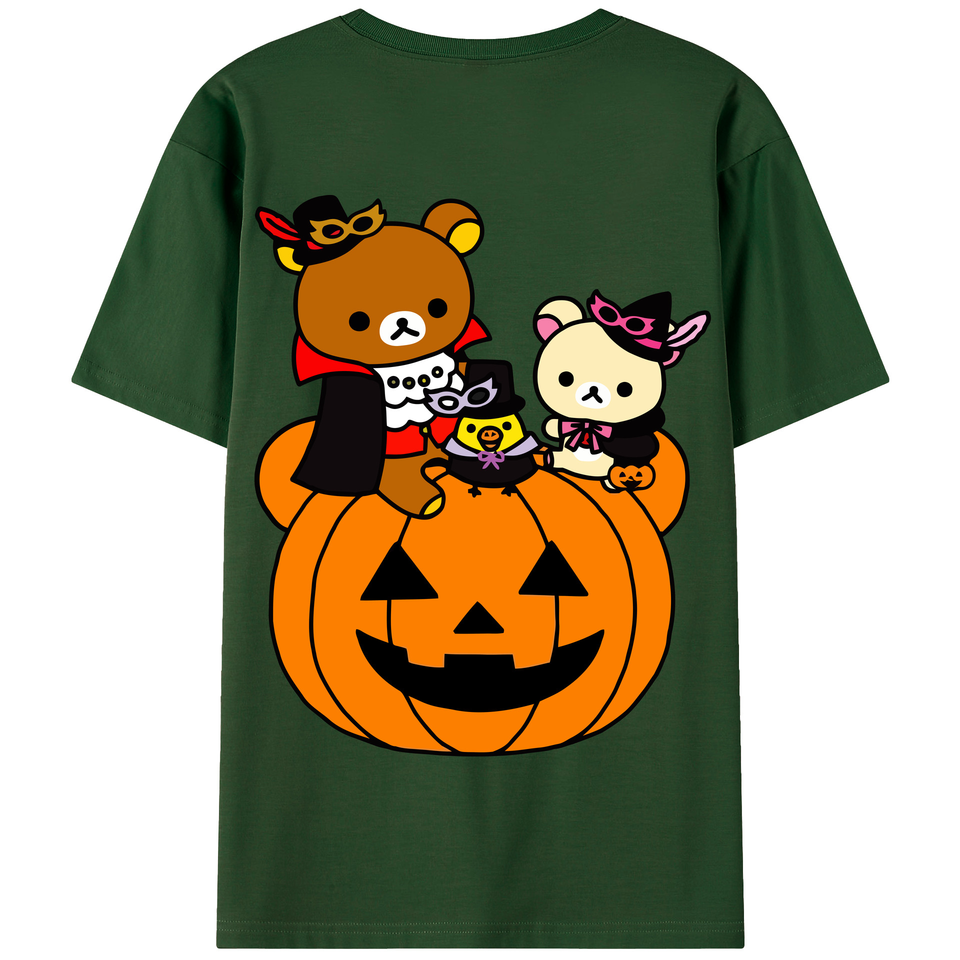 （画像用） リラックマ リラックマ キイロイトリ Rilakkuma Korilakkuma Kiiroitori 綿100％半袖Tシャツ（背面プリント）